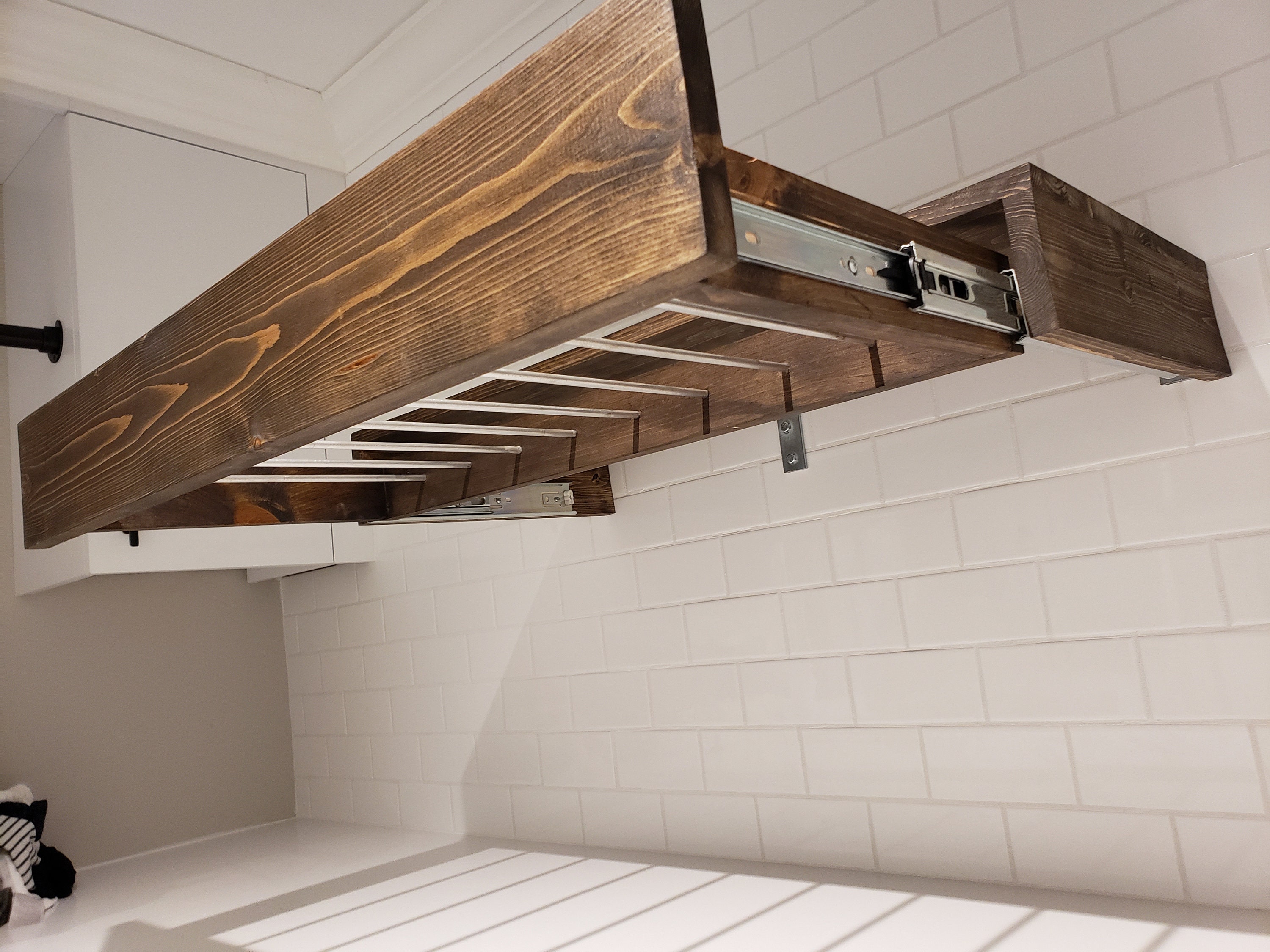 Wood Floating Pull Out Clothes Dryer Shelf Etsy Australia
