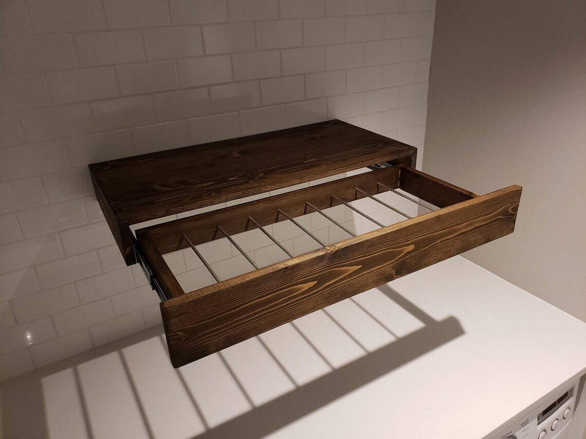 Wood Floating Pull Out Clothes Dryer Shelf Etsy
