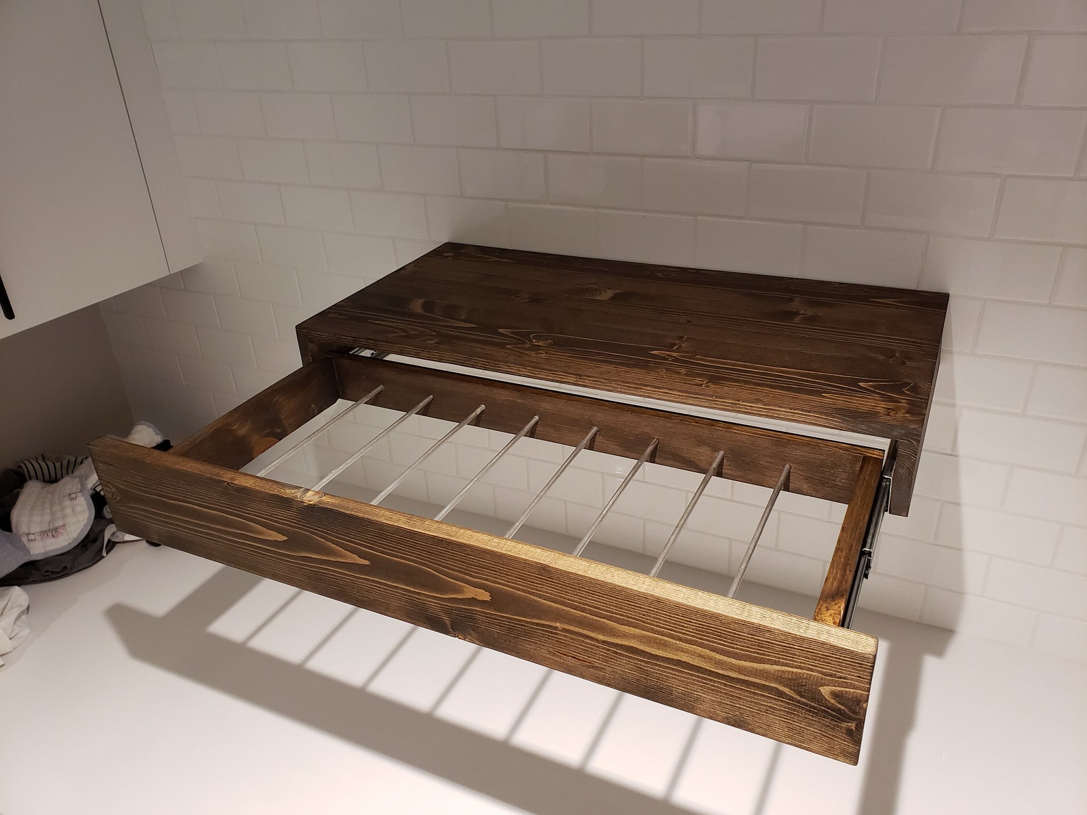 Wood Floating Pull Out Clothes Dryer Shelf Etsy