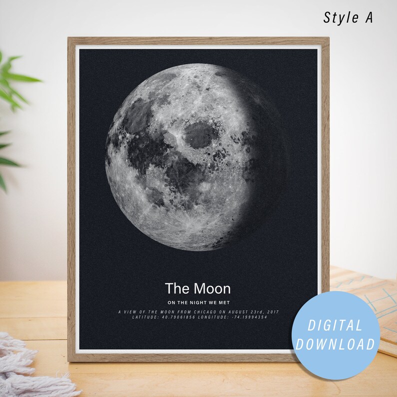 Digital Download Custom Moon Phase Printable Wall Art, Poster, Perfect ...