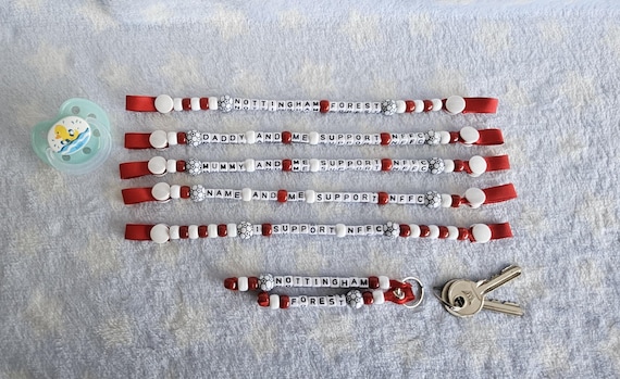 Nottingham Forest Inspired Dummy Clip, Set, Keyring, Present, Baby, Gift,