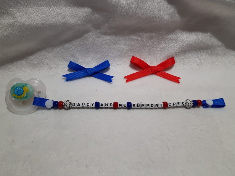 Gift Football Present Crystal Palace Inspired Dummy Clip Baby Keyring Set