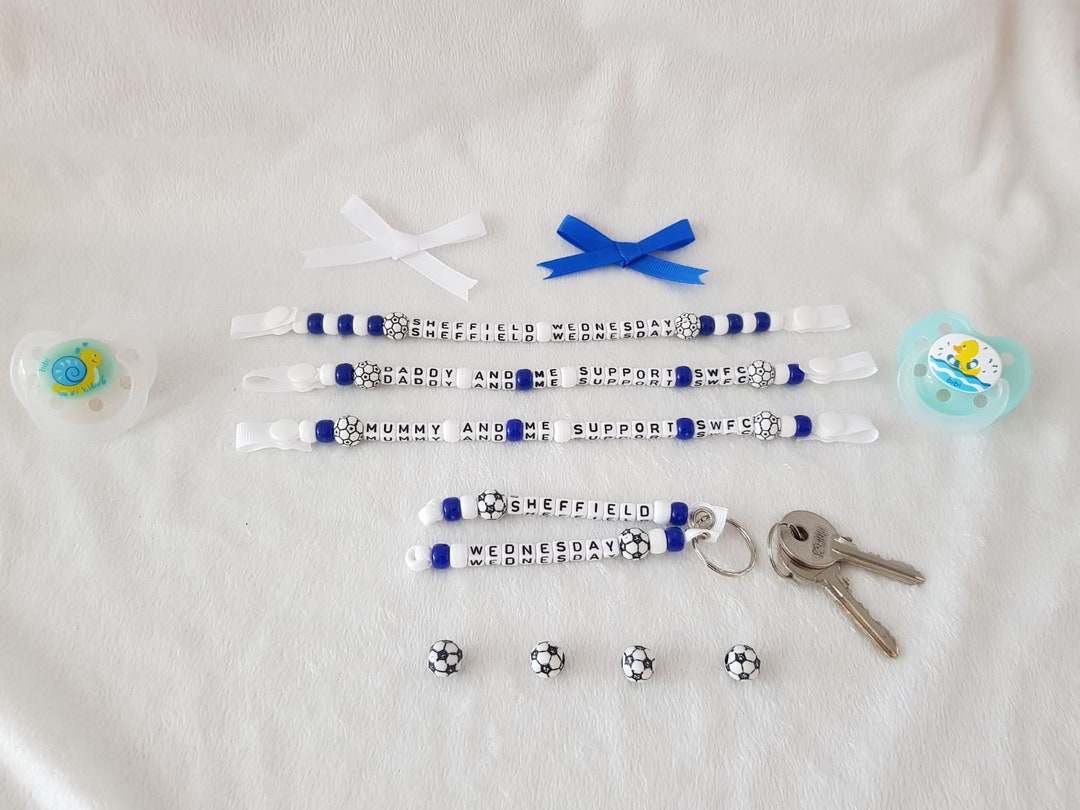 Sheffield Wednesday Inspired Dummy Clip, Set, Keyring, Present, Baby