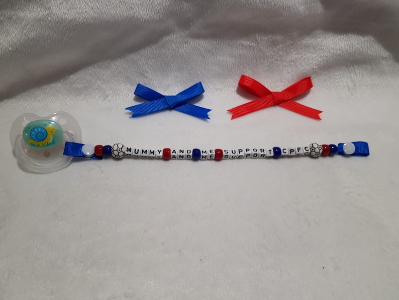 Gift Football Present Crystal Palace Inspired Dummy Clip Baby Keyring Set