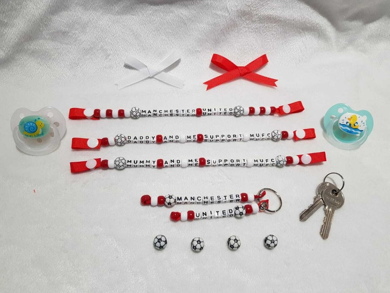 Manchester United Inspired Dummy Clip, Set, Keyring, Present, Baby