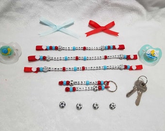 Clip para chupete inspirado en el West Ham United, juego, llavero, regalo, bebé, regalo,
