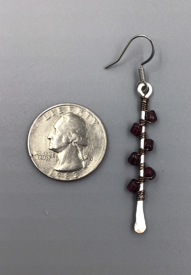 Copper Paddle Earrings accented with Garnets