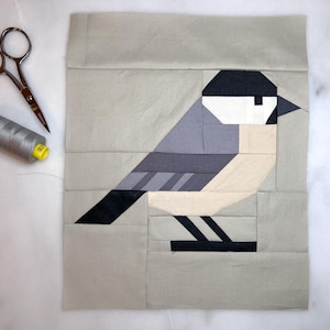 Chickadee FPP paper pieced quilt block pattern