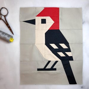 Woodpecker FPP paper pieced quilt block pattern