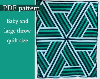 Modern quilt pattern, PDF pattern, baby quilt, Stripe triangles quilt, easy quilt pattern, quilt pattern for beginners, quilt pattern for