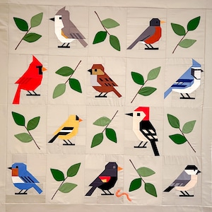 Backyard Birds Bundle FPP paper pieced quilt block patterns