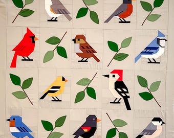 Backyard Birds Bundle FPP paper pieced quilt block patterns