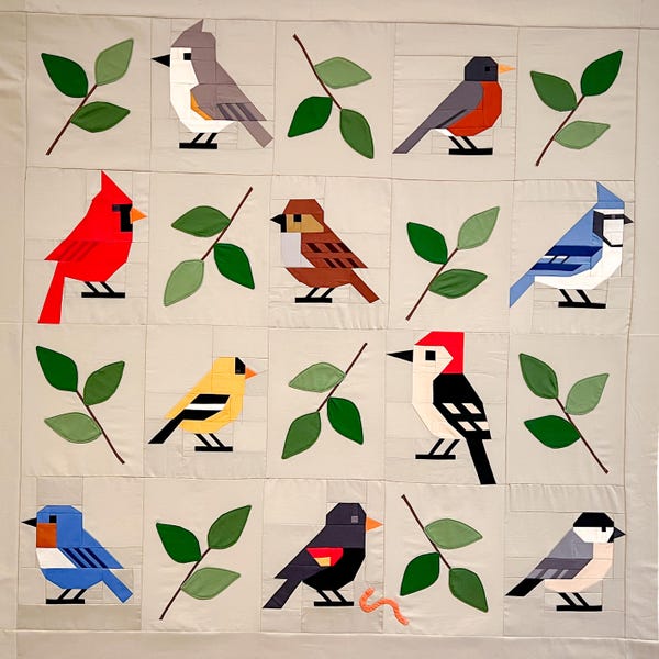 Backyard Birds Bundle FPP paper pieced quilt block patterns