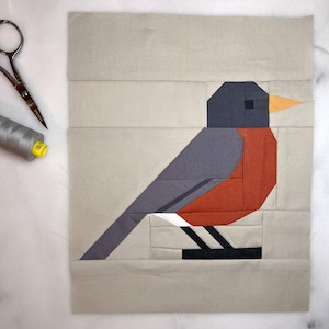 Robin FPP paper pieced quilt block pattern