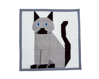 Pointed Cat FPP paper pieced cat quilt block pattern