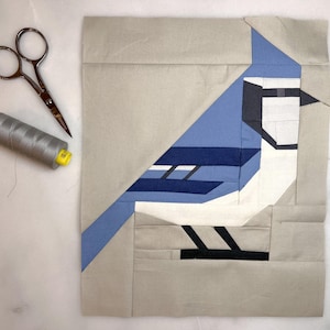 Blue Jay FPP paper pieced quilt block pattern Bluejay