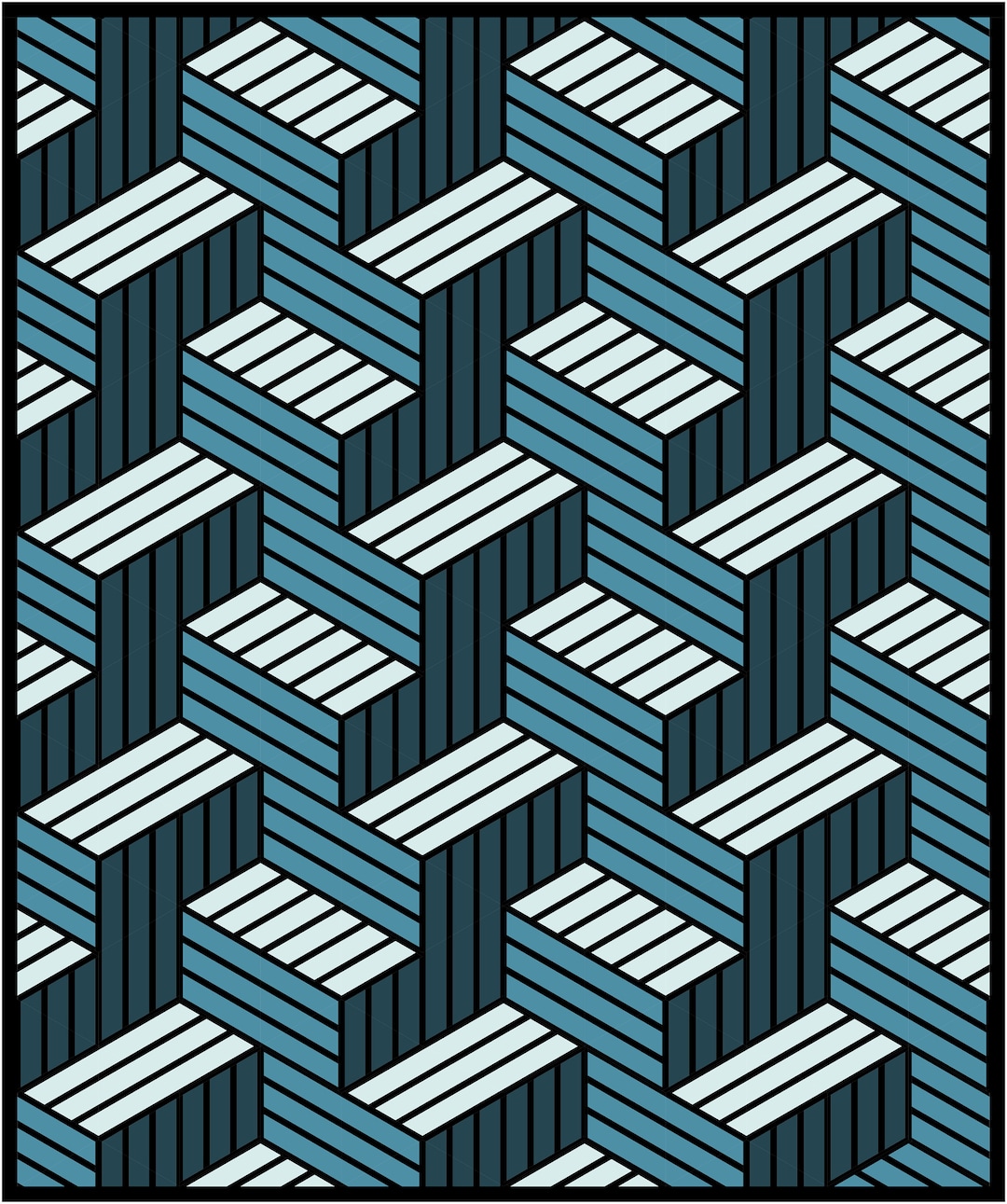 Illusion Quilt Pattern, PDF Quilt Pattern, 3D Blocks Quilt, Modern ...