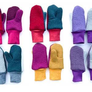Color Blocked Wool winter mittens for toddler, baby gloves, kids mittens, wool gloves, gift for kid - Ready to ship