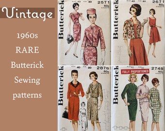 Vintage dress pattern, 1960s sewing pattern, size 20 sewing patterns, sixties pattern, butterick 2748, butterick 2671, butterick 2571, 2878