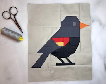 Patrón de bloque de edredón de papel FPP Blackbird