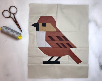 Patrón de bloque de edredón de papel FPP de Sparrow