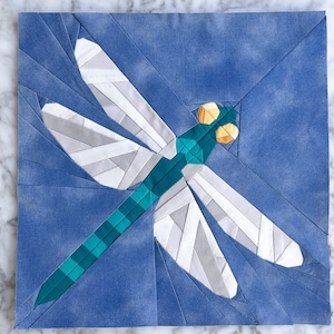 Dragonfly FPP, Foundation Paper Piecing Pattern, dragonfly quilt, Bug Quilt Block, 10 inch, animal pdf quilt pattern