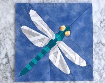 Dragonfly FPP, Foundation Paper Piecing Pattern, dragonfly quilt, Bug Quilt Block, 10 inch, animal pdf quilt pattern