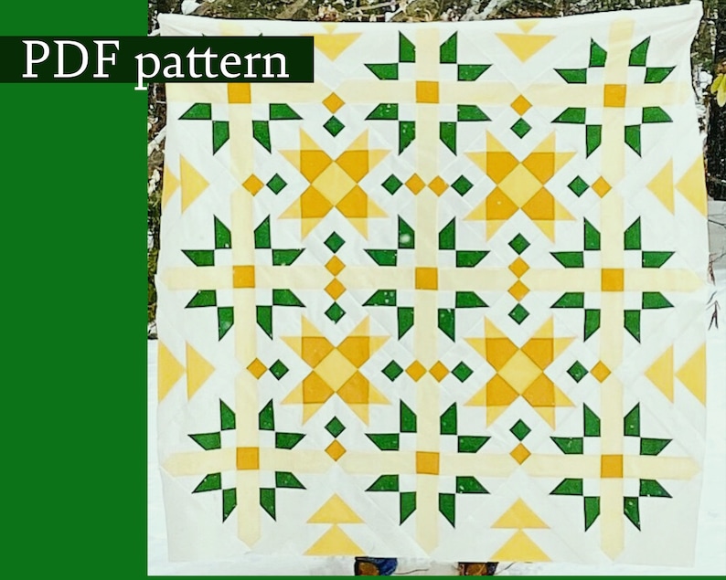 Spring flowers modern quilt, PDF quilt pattern, quilt templates and instructions image 1