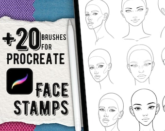 Face Stamp Brush Pack for Procreate | 20+ Head Brushes