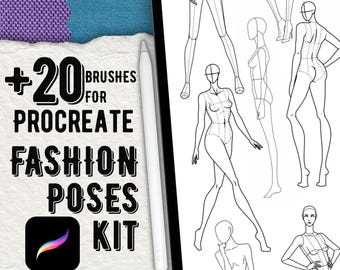 Fashion Figure Stamp Brush Pack for Procreate | 20+ Sketch & Pose Brushes