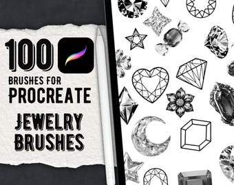 100 Jewelry Stamp Brushes for Procreate | Tattoo & Illustration Pack