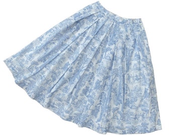 Jupe femme bleu clair Toile de Jouy