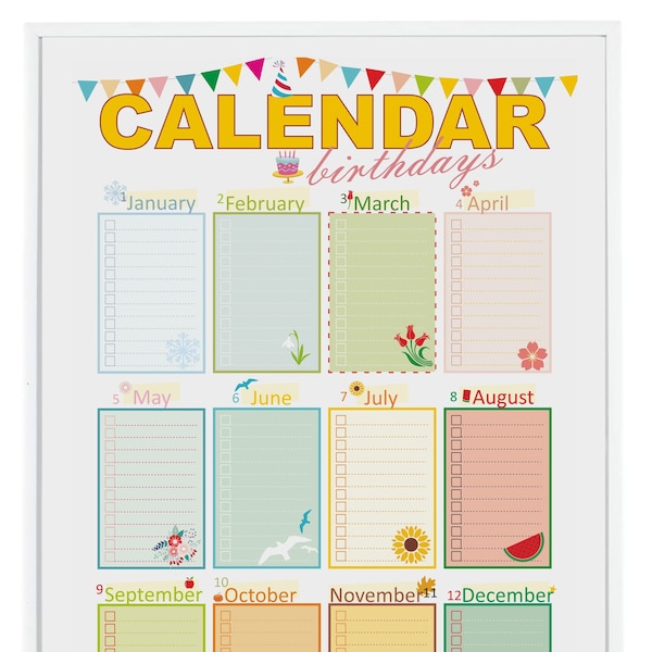 Birthday Calendar Etsy
