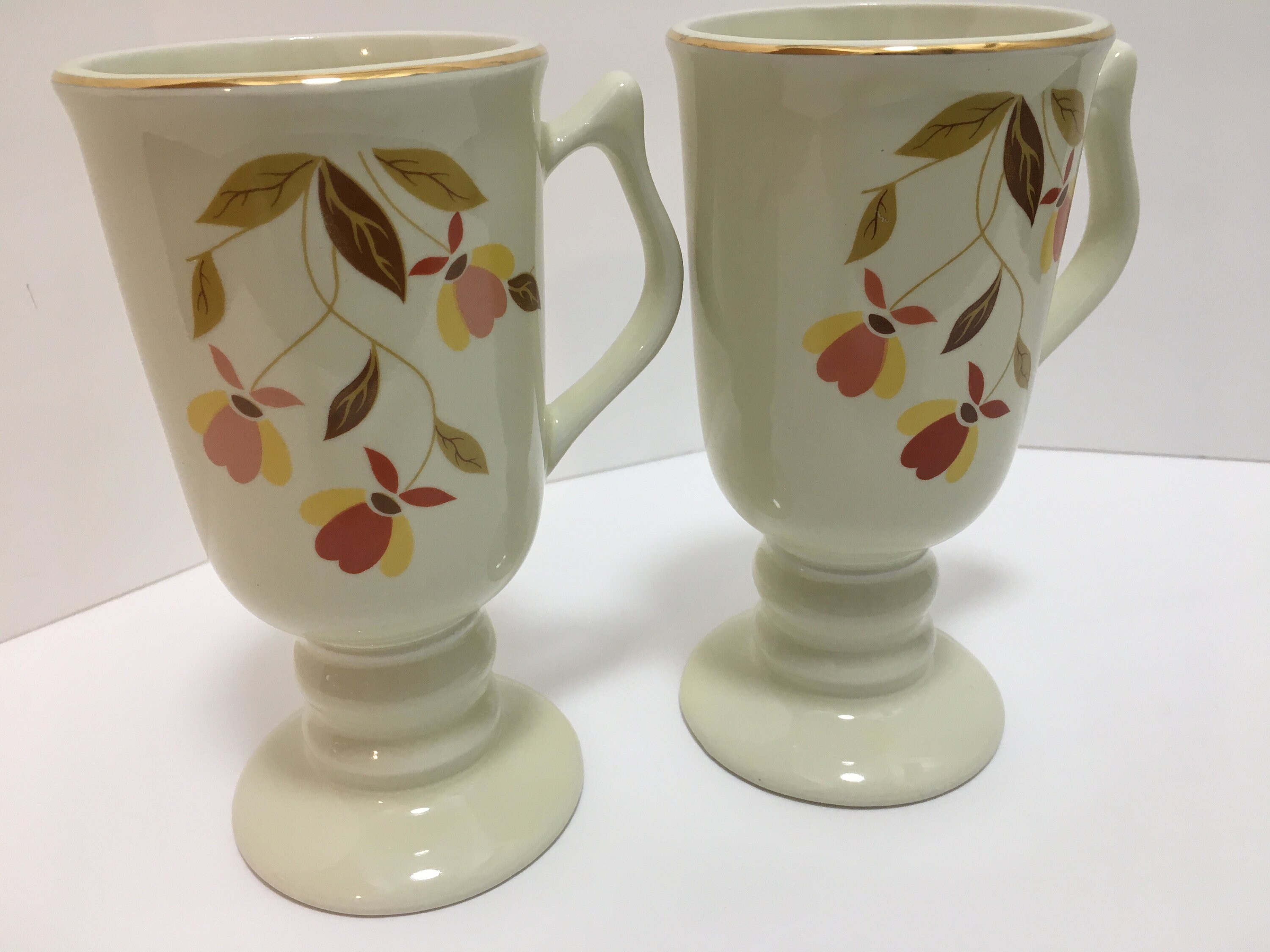 Hall Jewel Tea Autumn Leaf Irish Coffee Mug Set of Two Etsy