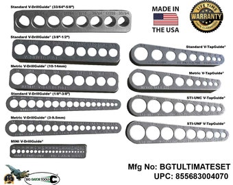 De ultieme Big Gator-set: 6 boorgeleiders + 4 tapgeleiders: boor en tap elke keer recht! GRATIS opslagcontainers, levenslange garantie