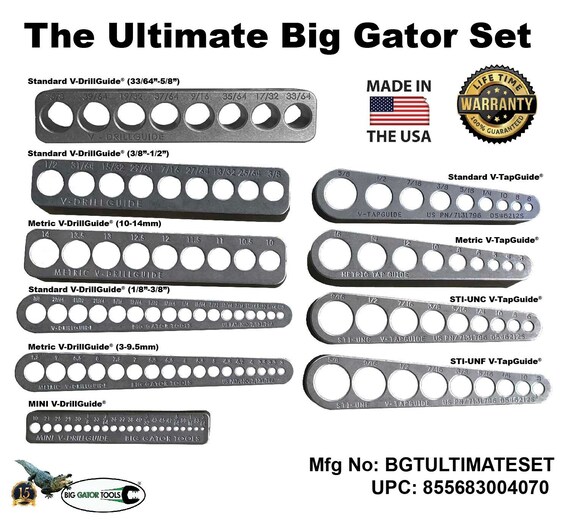 The Ultimate Big Gator Set 6 Drill Bit Guides 4 Tap Guides Drill