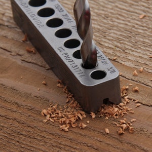 Drill Bit Guide 3/8&quot; - 1/2&quot; - Standard V-DrillGuide - 9 holes - Drilling Accessory - Tool - Lifetime Warranty - Like a portable drill press!