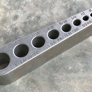 Tap Guide - V-TapGuide - Tap Straight Every Time! Help prevent tap breakage & starts threaded holes straight - Standard sizing - USA made