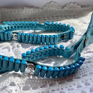 Gebetsseil Lestovka, Rosenkranz Lestovka blau handgefertigt aus echtem Leder