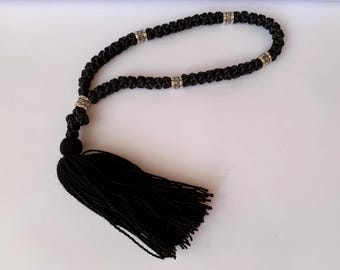 Christian Handmade Komboskini Bracelet 50 knots Sterling Silver Beads, komboskini from silk threads, chotki orthodox prayer rope, brojanica