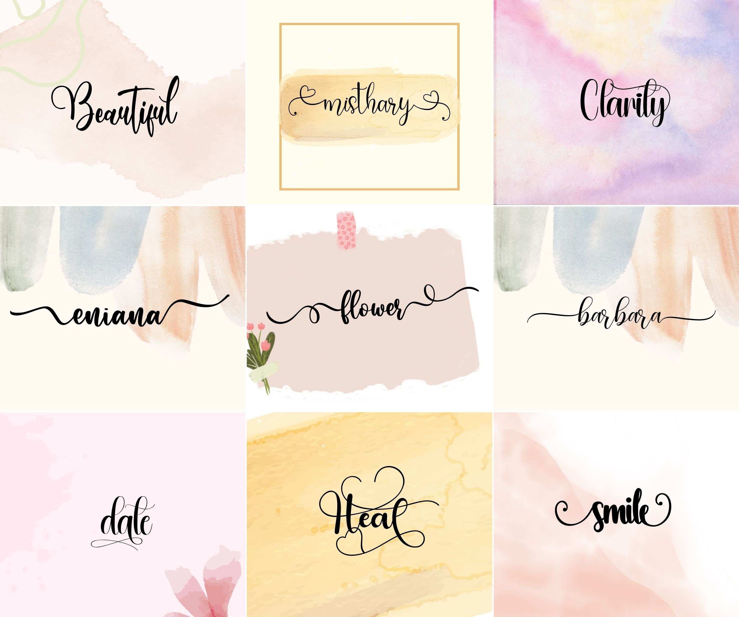 50 Swirl Font Bundle Cricut Fonts Canva Fonts Procreate - Etsy