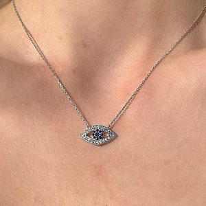Evil Eye Necklace  Silver | Gift For Her | Mothers Day Gift | Unique Gift | Minimalist Necklace | Gift | Sapphire Eye