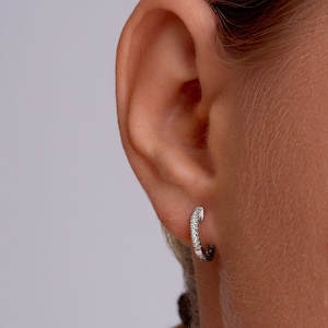 14K Gold Diamond Huggies | Diamond Huggie Earrings | Small Huggies | Earrings For Her | 12MM | Minimalist | Sold As A Pair