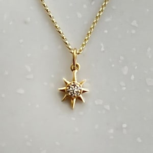 14K Gold Sun Pendant Pave Diamond Necklace Celestial Jewelry Diamond Sun Necklace Dainty Necklace 14K Gold Necklace Gold Pave Necklace