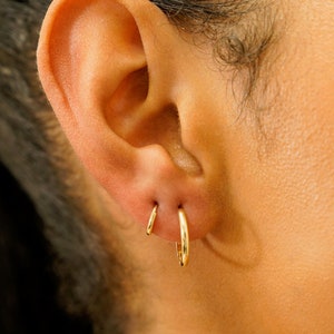 14K Solid Gold Huggies | Solid Gold Small Hoop Earrings | Dainty Gold Huggie Hoops | Cartilage Hoops | Helix Hoops | Everyday Earrings