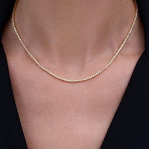 2.0 Ct Diamond Tennis Necklace, 14K Gold Adjustable Diamond Tennis Necklace, Real Gold, Prong Setting, Anniversary Gift, Valentine Gift