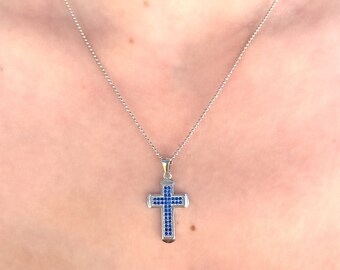 Blue Sapphire Cross - Etsy