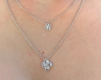 Delicate Layered Necklace Gold Dainty Clover Multi Necklace Set Double Layering Necklace Silver Layered Necklace Set Flower Necklace