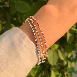 Graduated Diamond Bangle Bracelet  | Sterling Silver Cuff Bangle | CZ Stackable Bangle Bracelet | Hinge Locking | Anniversary Gift