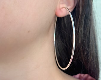 70mm Large Hoop Earring Sterling Silver Thin Hoop Earrings